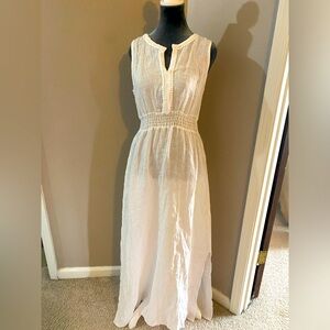 White Long 100% Linen Maxi dress.
